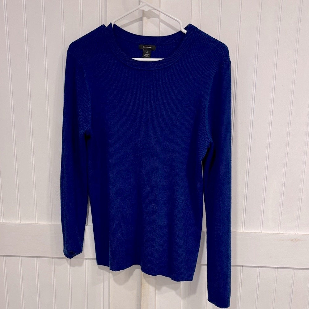 Halogen Royal Blue, ribbed Crew Neck Sweater size XL(fits like L) cotton blend.